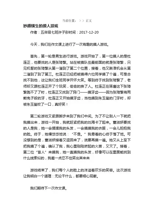 妙趣横生的摸人游戏作文600字