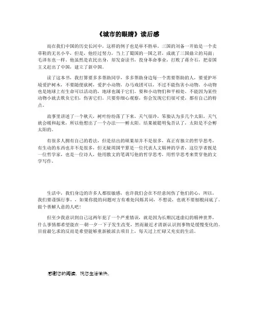 《城市的眼睛》读后感