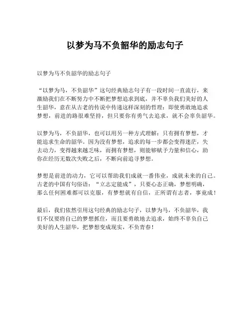 以梦为马不负韶华的励志句子