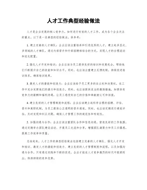 人才工作典型经验做法