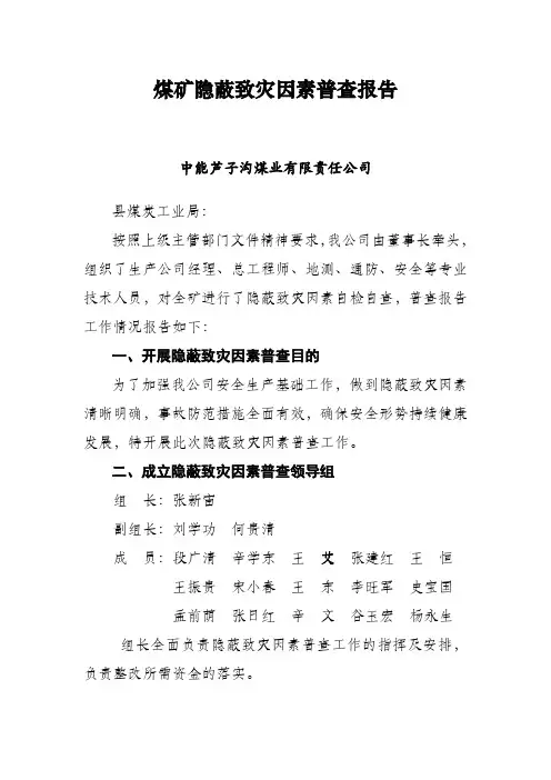 煤矿隐蔽致灾因素普查报告