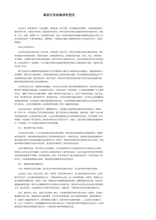 培训工作自我评价范文