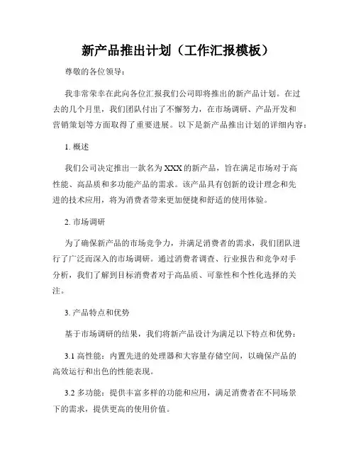 新产品推出计划(工作汇报模板)