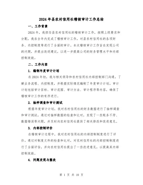 2024年县农村信用社稽核审计工作总结(2篇)