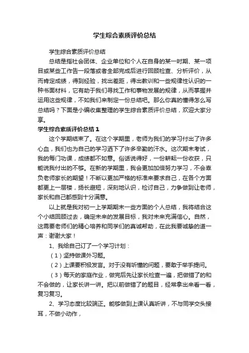 学生综合素质评价总结