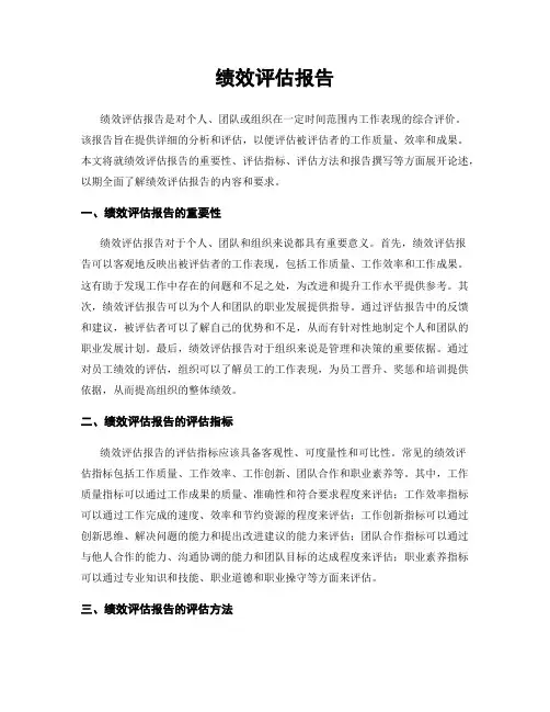 绩效评估报告