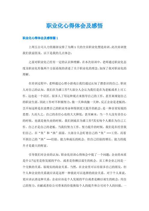 职业化心得体会及感悟