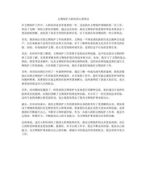 文物保护入职培训心得体会