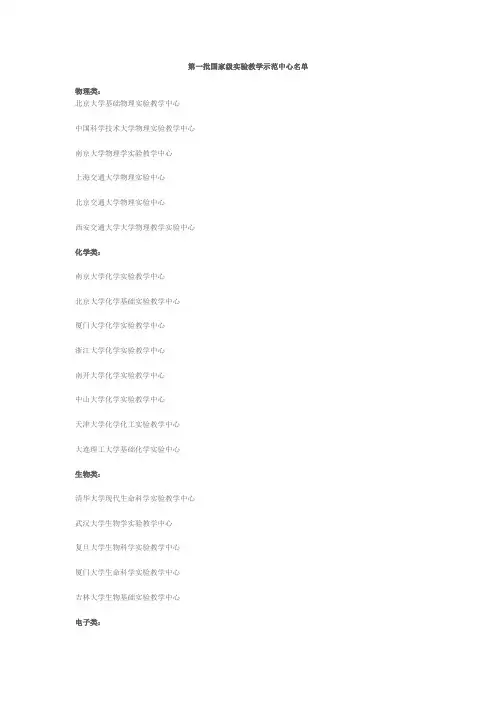 第一批国家级实验教学示范中心名单