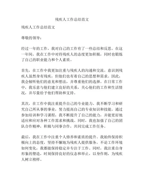 残疾人工作总结范文