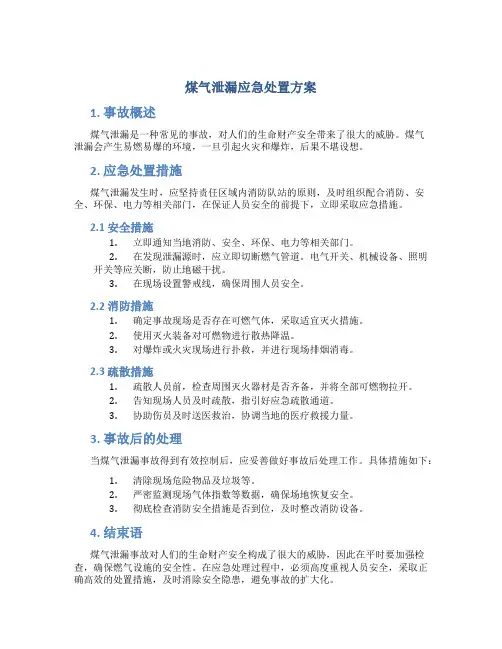 煤气泄漏应急处置方案