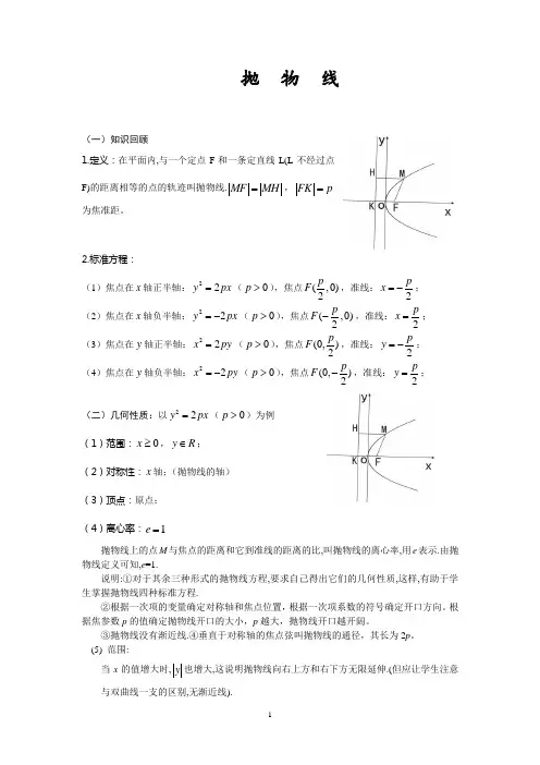抛物线的几何性质