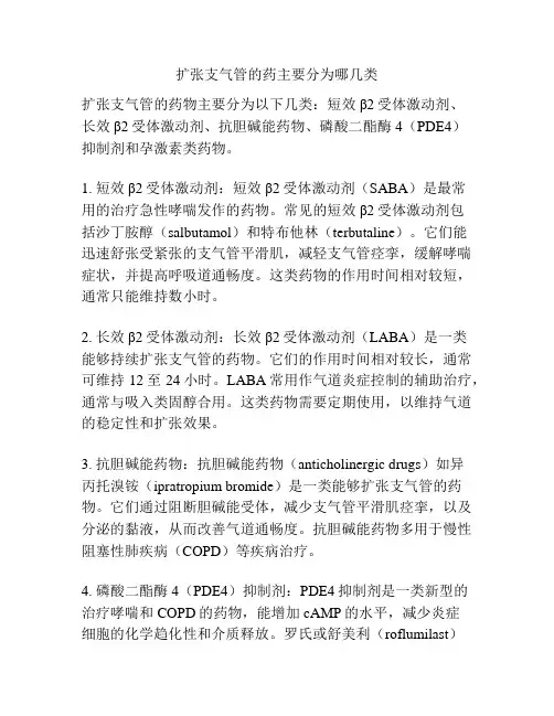 扩张支气管的药主要分为哪几类