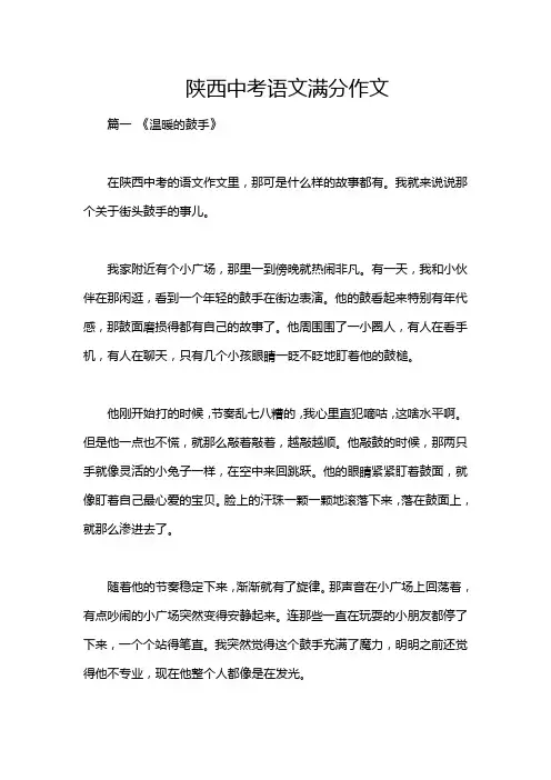 陕西中考语文满分作文
