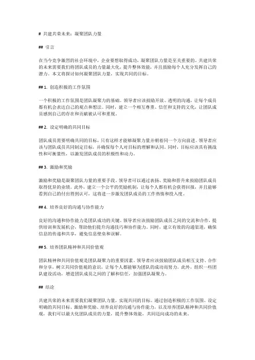 共建共荣未来：凝聚团队力量