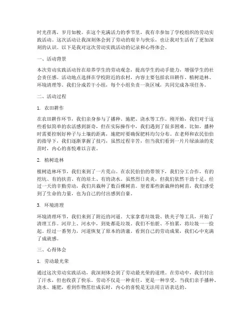 劳动实践活动记录心得