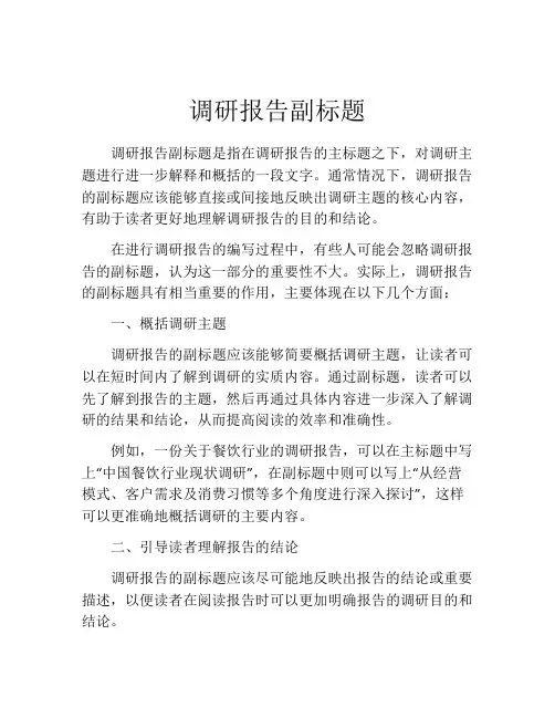 调研报告副标题