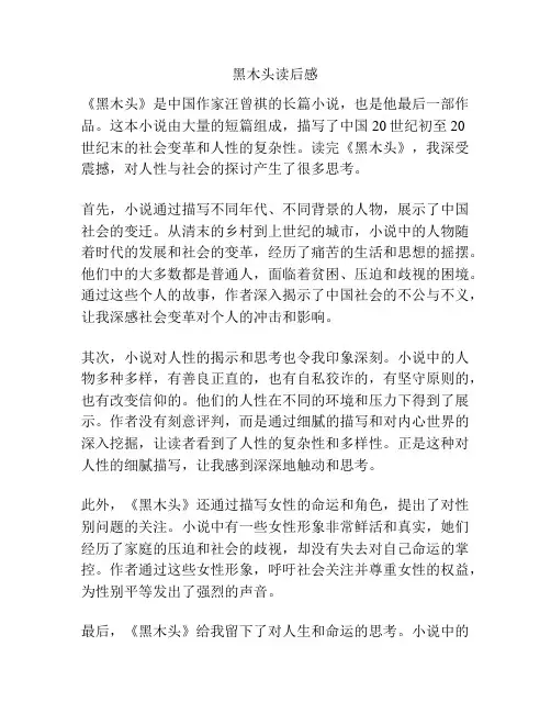 黑木头读后感