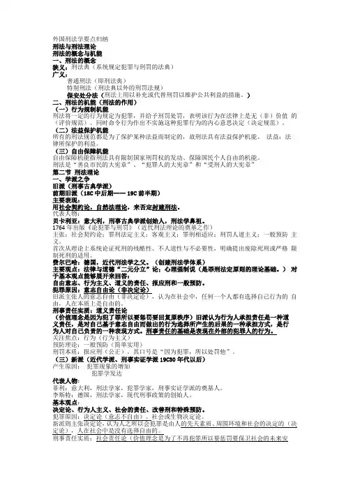 外国刑法学要点归纳