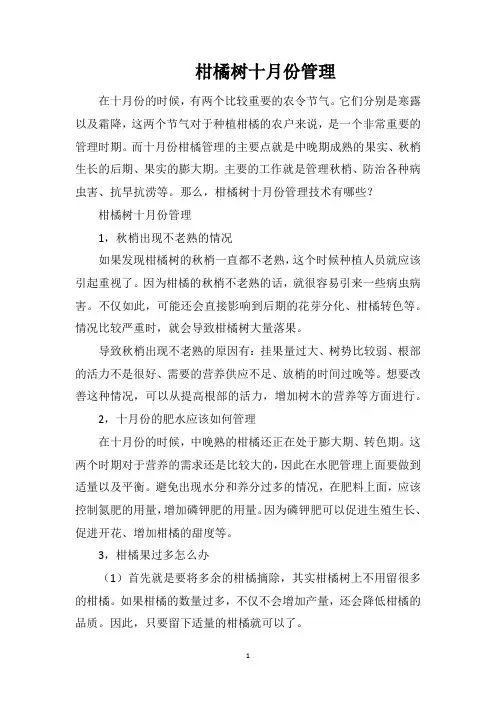柑橘树十月份管理