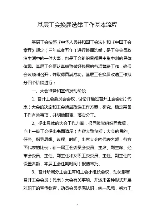 基层工会换届选举工作基本流程
