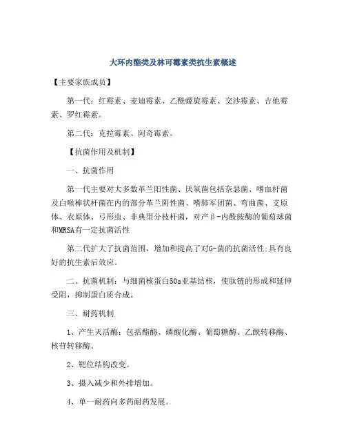 大环内酯类及林可霉素类抗生素概述
