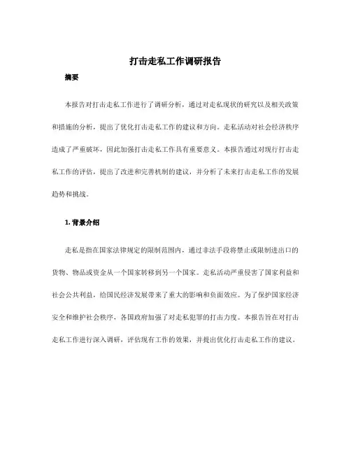 打击走私工作调研报告