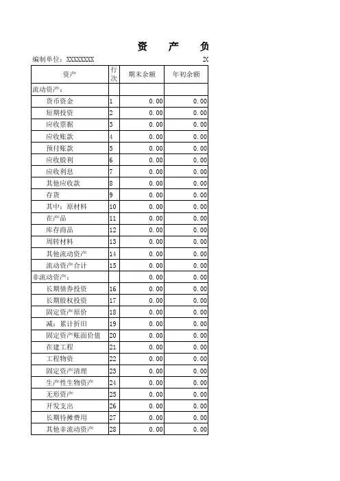 2015版电子税务局财务报表模板