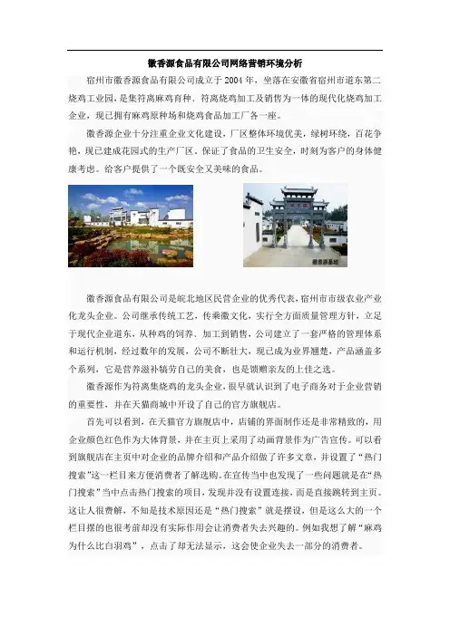 徽香源食品有限公司网络营销环境分析