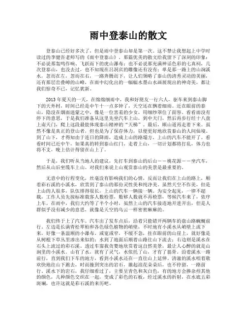 雨中登泰山的散文