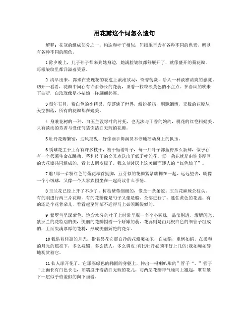 用花瓣这个词怎么造句