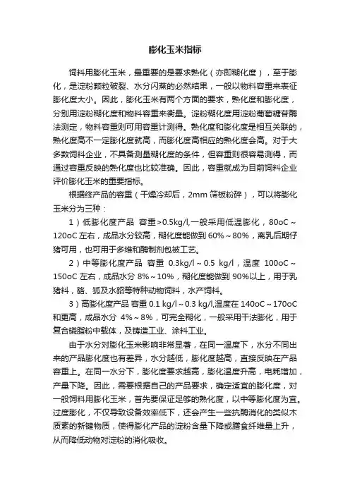 膨化玉米指标