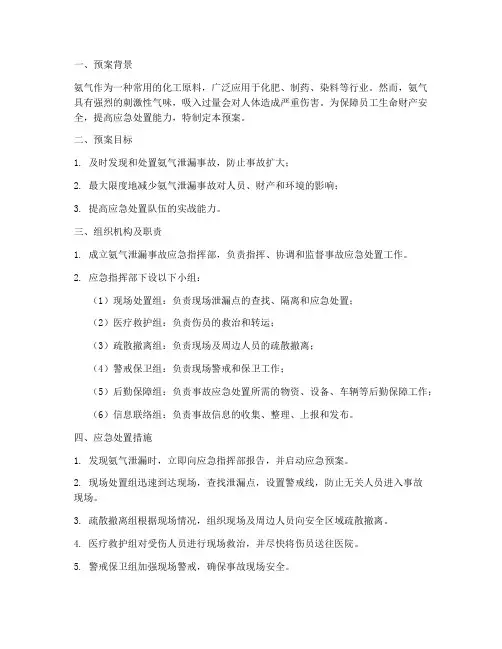 氨气应急专项预案