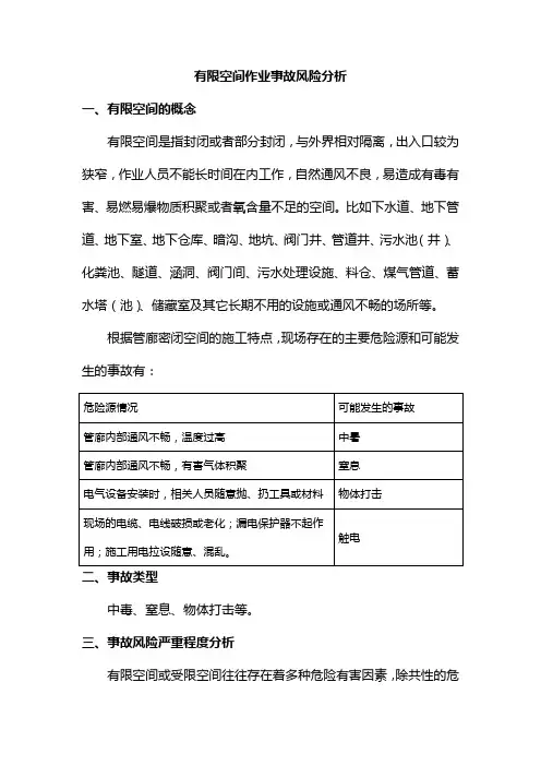 有限空间作业事故风险分析