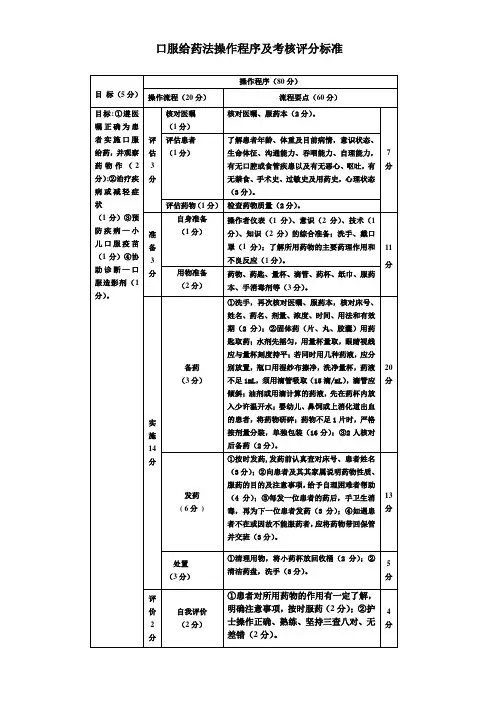 口服给药操作标准
