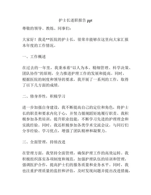 护士长述职报告ppt