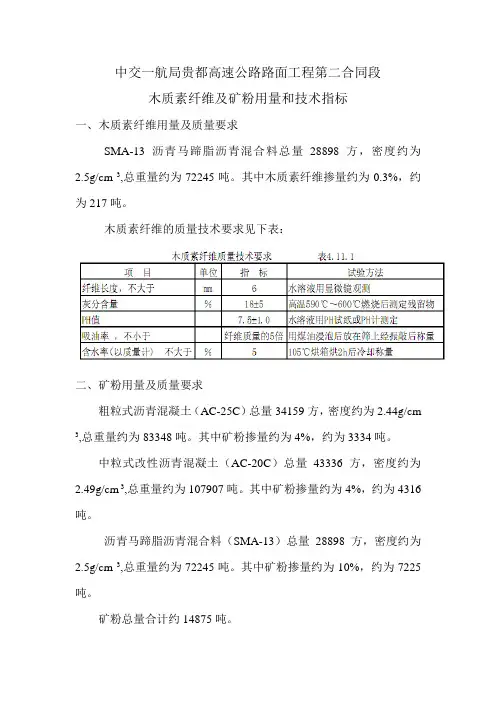 沥青中木纤维和矿粉要求