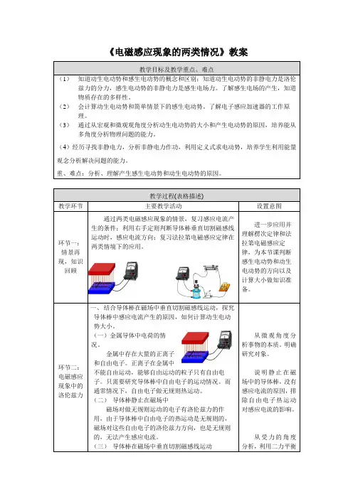 《电磁感应现象的两类情况》教案