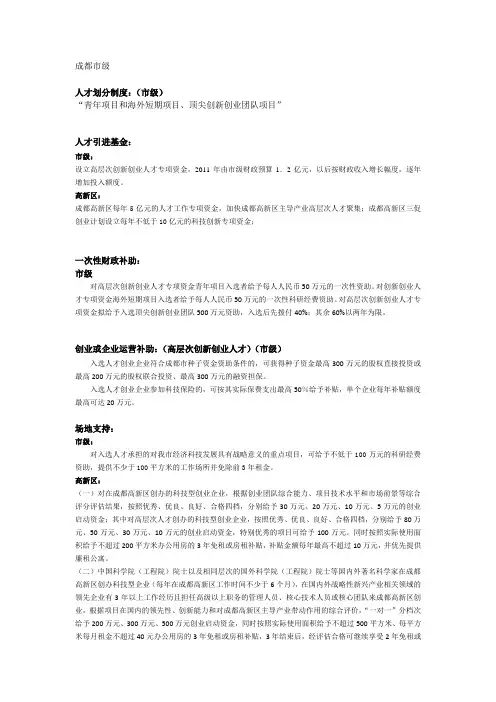 成都人才政策