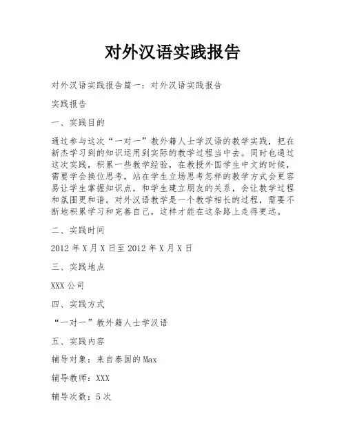 对外汉语实践报告