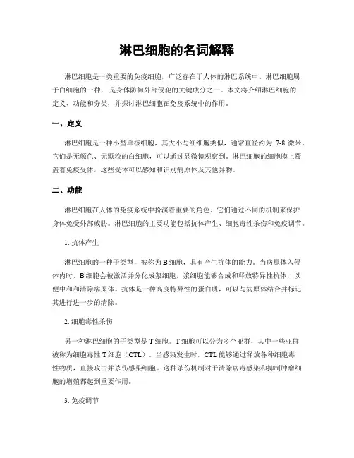 淋巴细胞的名词解释