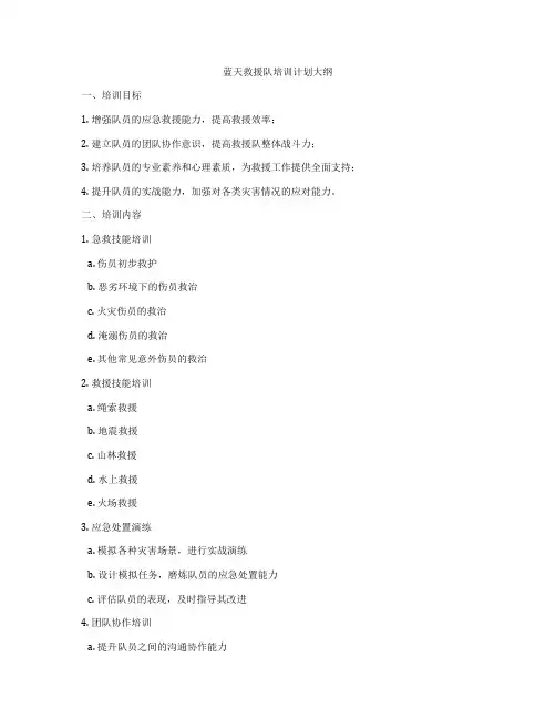 蓝天救援队培训计划大纲