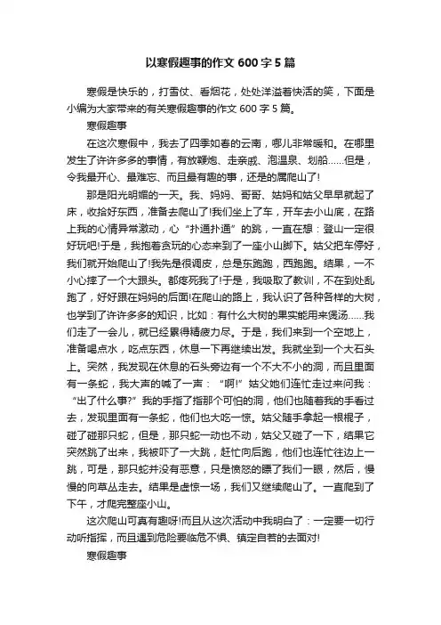 以寒假趣事的作文600字5篇