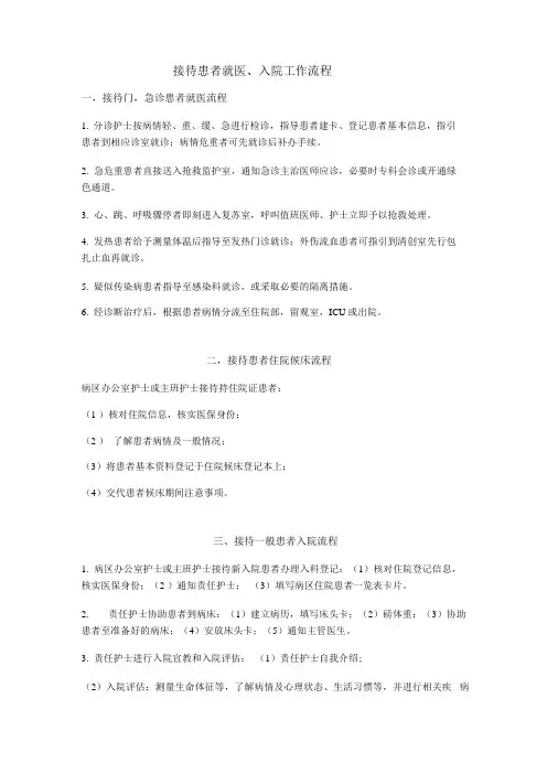 接待患者就医、入院工作流程