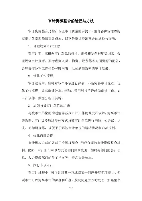 审计资源整合的途径与方法