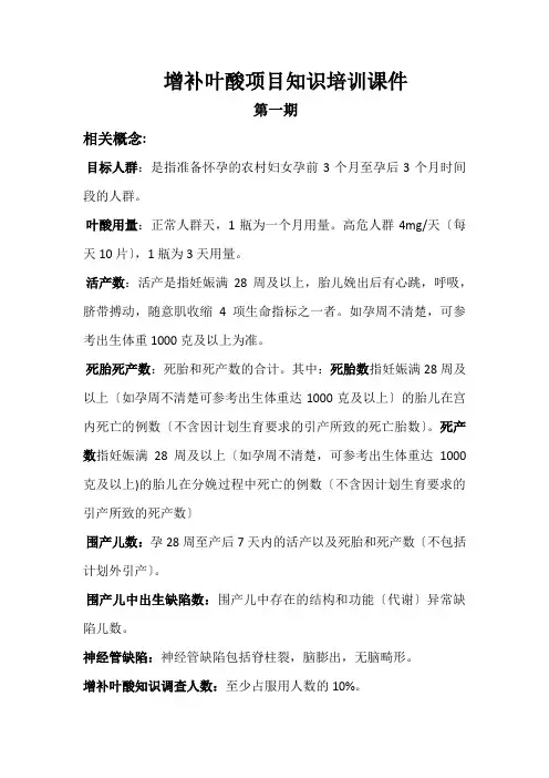 叶酸增补项目培训课件