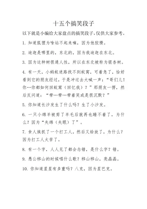 十五个搞笑段子