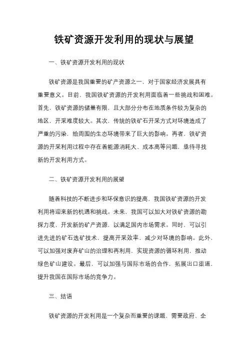 铁矿资源开发利用的现状与展望