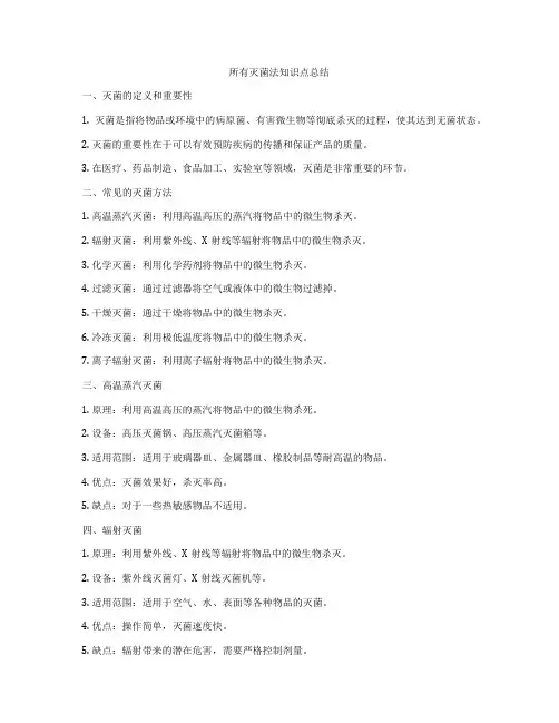所有灭菌法知识点总结