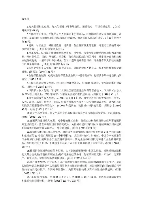 城市维护建设税优惠概览